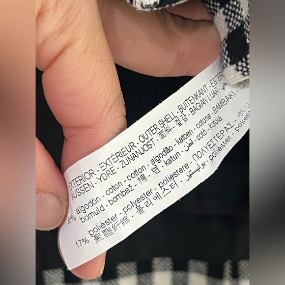 ZARA BLACK SINGLE BREASTED LAPEL COLLAR GINGHAM CROPPED BLAZER SIZE Med - Picture 6 of 12